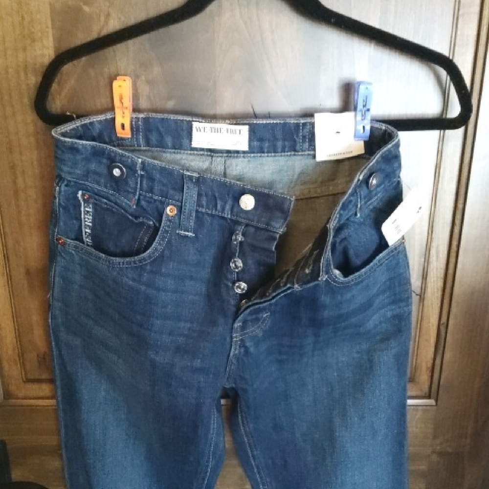 We The Free Dark Blue Button-Fly Skinny Jeans